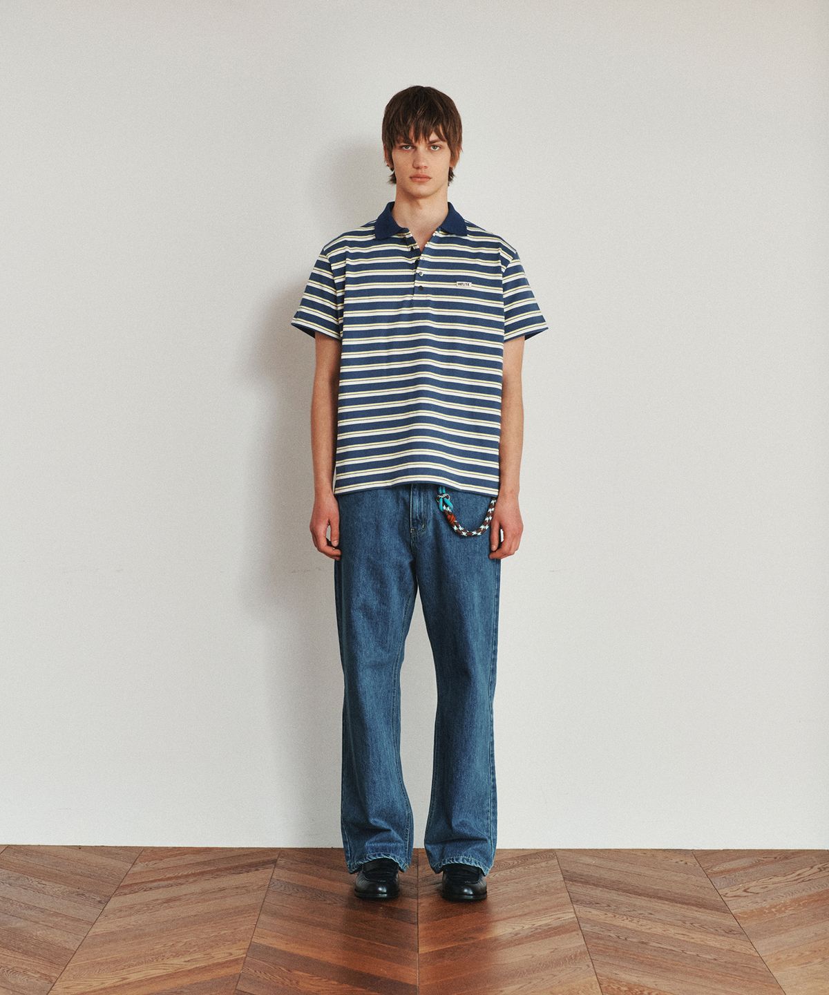 호이테(HEUTE) HET AREA STRIPE POLO T-SHIRT (CLASSIC BLUE)