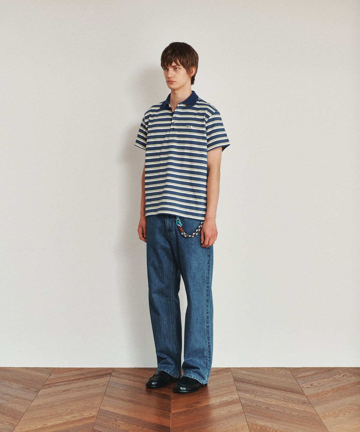 호이테(HEUTE) HET AREA STRIPE POLO T-SHIRT (CLASSIC BLUE)
