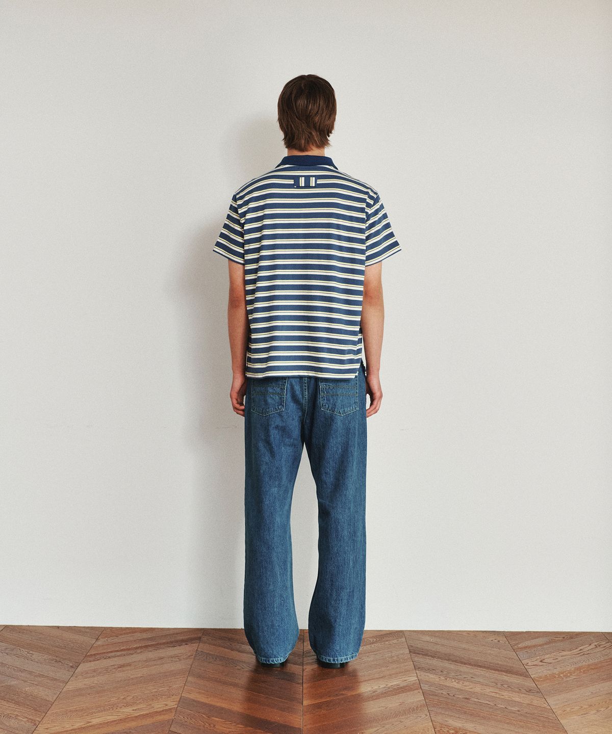 호이테(HEUTE) HET AREA STRIPE POLO T-SHIRT (CLASSIC BLUE)