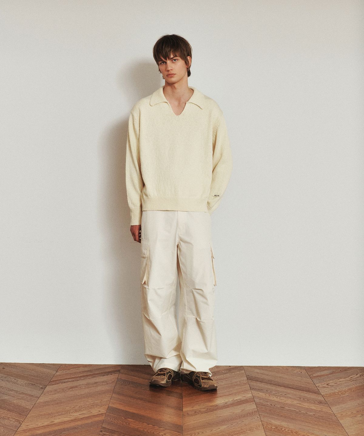 호이테(HEUTE) COTTON KNIT SCALE POLO (BUTTER YELLOW)