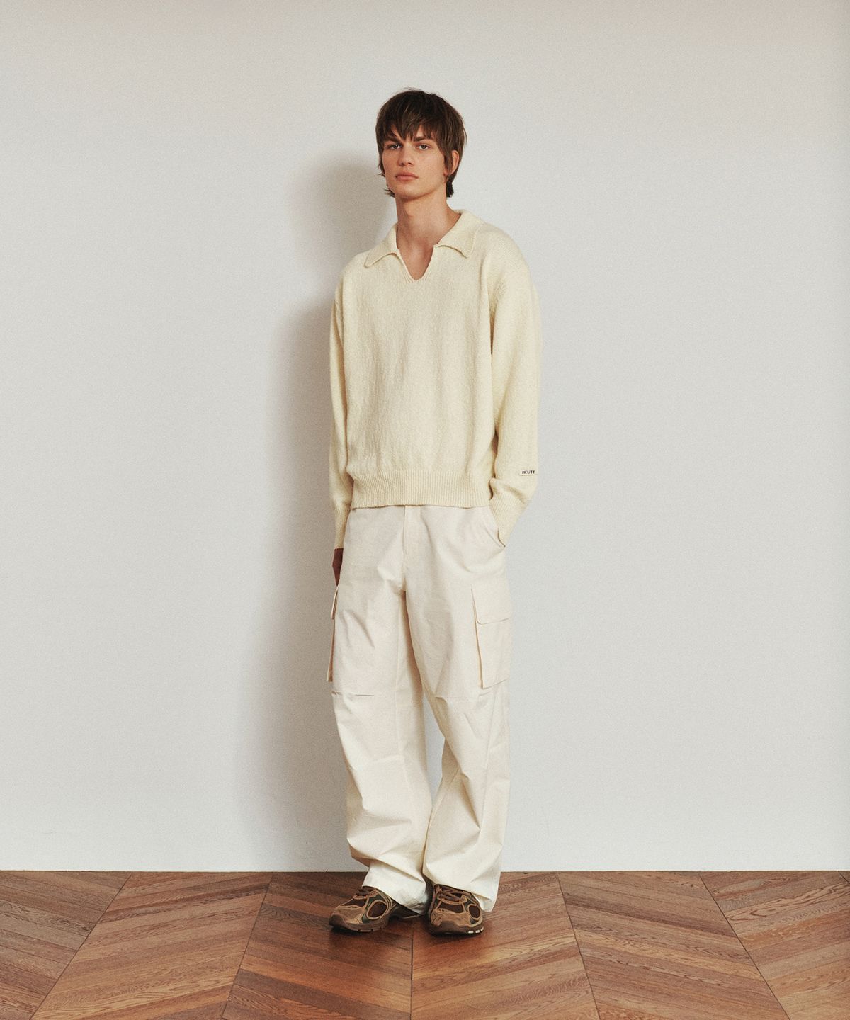 호이테(HEUTE) COTTON KNIT SCALE POLO (BUTTER YELLOW)