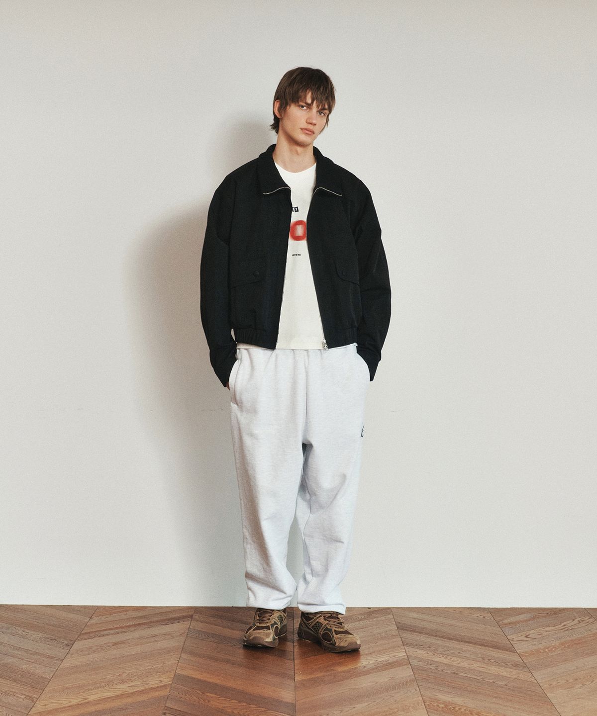 호이테(HEUTE) DOUBLE STITCH RIP BLOUSON JACKET (BLACK)