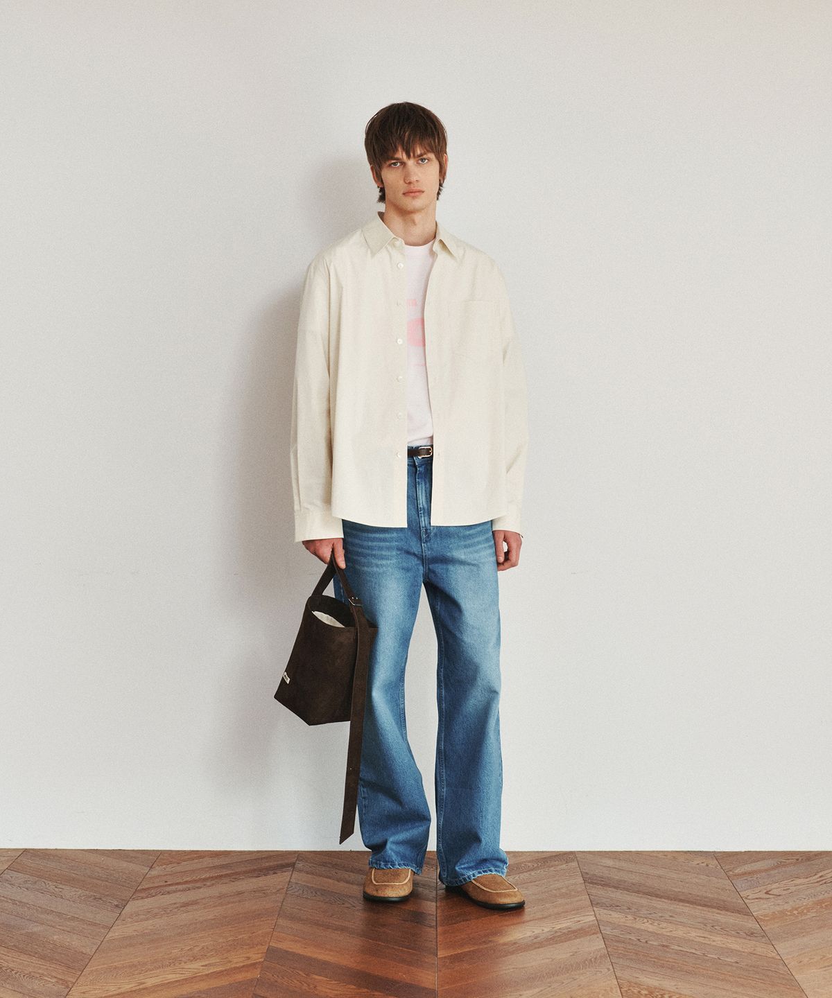 호이테(HEUTE) REGULAR COLLAR COTTON SHIRT (CREAM)