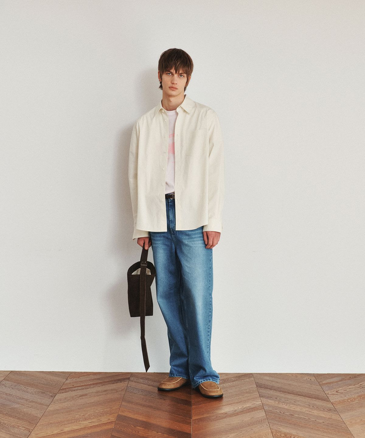 호이테(HEUTE) REGULAR COLLAR COTTON SHIRT (CREAM)