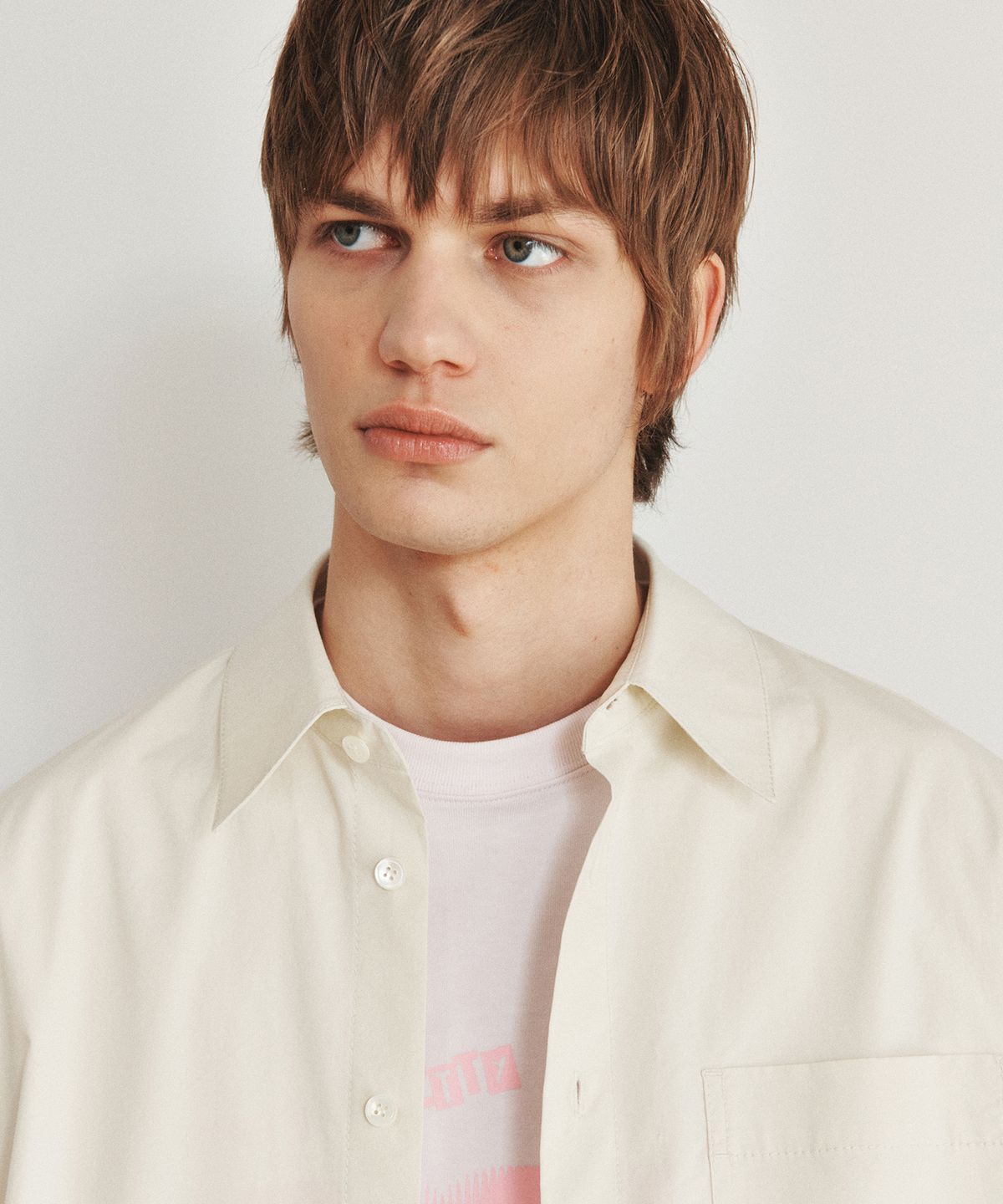 호이테(HEUTE) REGULAR COLLAR COTTON SHIRT (CREAM)
