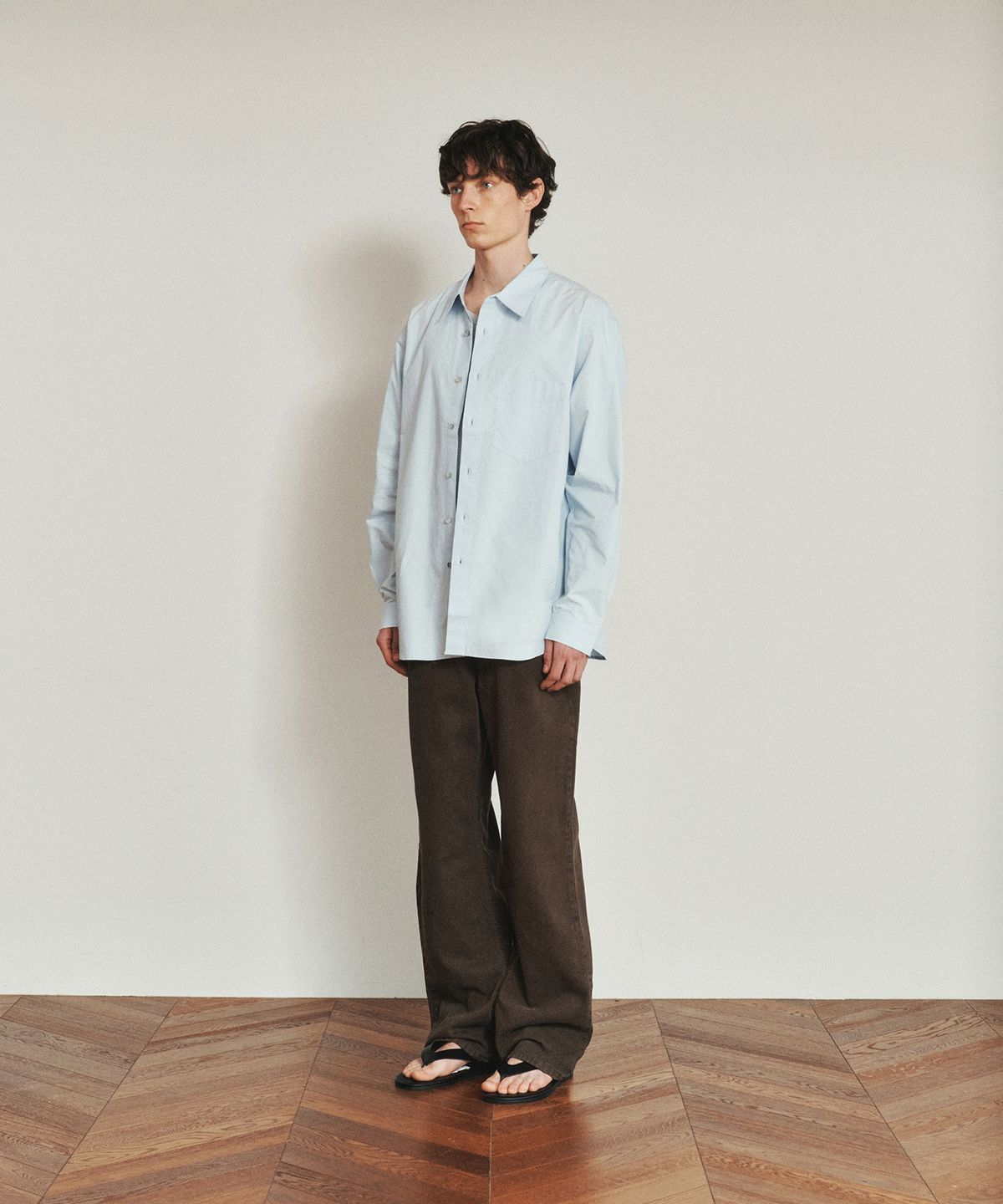 호이테(HEUTE) REGULAR COLLAR COTTON SHIRT (BLUE)