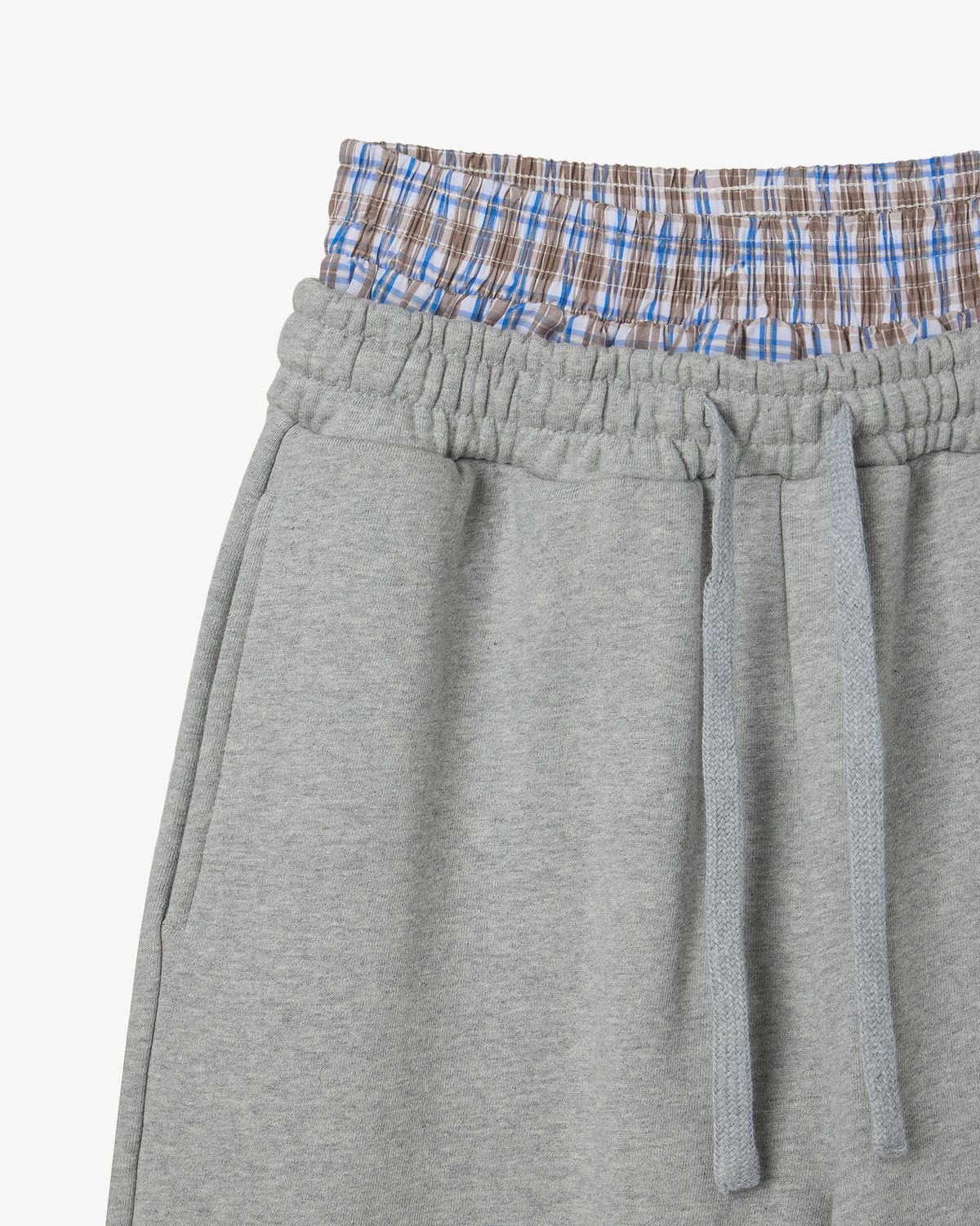 에이이에이이(AEAE) TRUNK LAYERED SWEATSHORTS [MELANGE GREY]