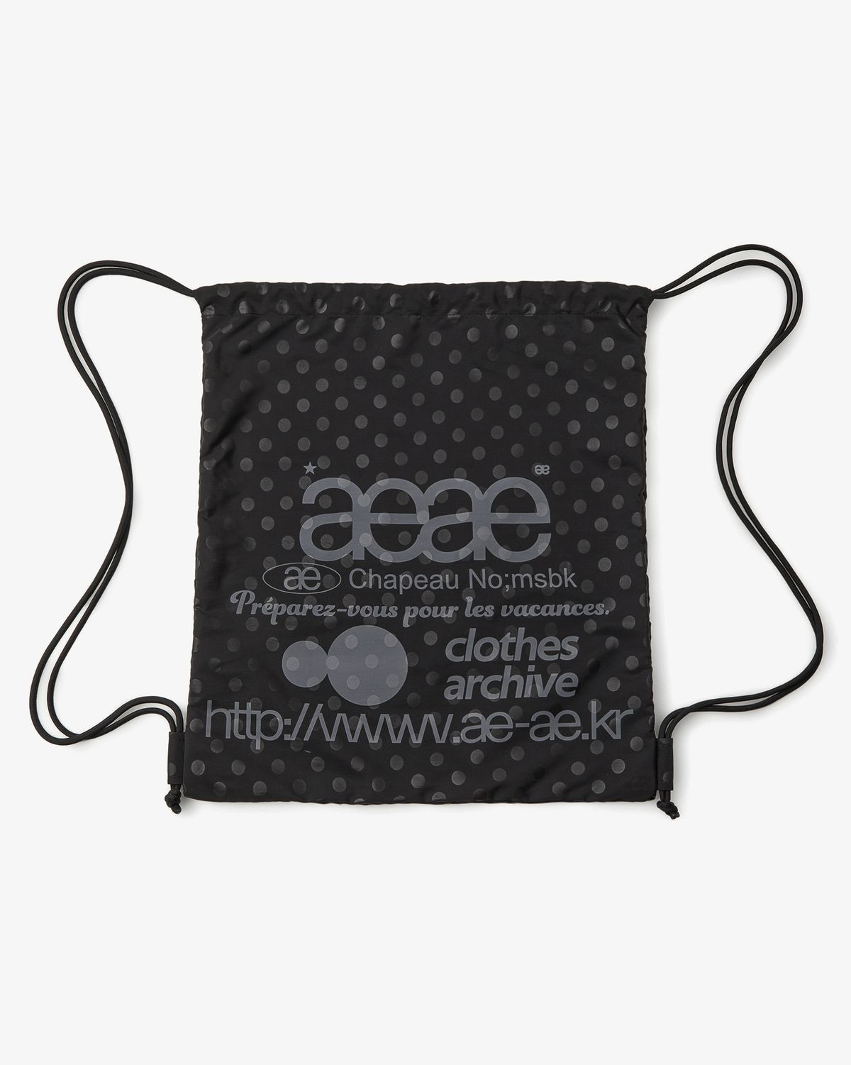 에이이에이이(AEAE) WEB LOGO DOT GYM SACK [BLACK]