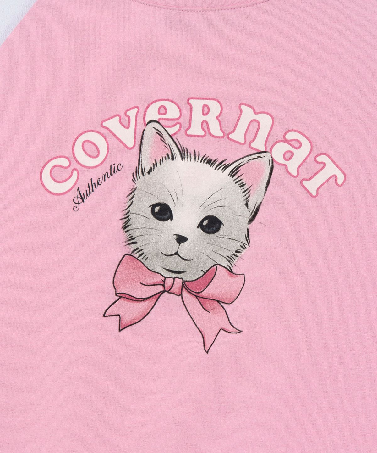 커버낫 키즈(COVERNAT KIDS) 소로나 KITTEN 라글란 배색 크롭티셔츠 핑크 CK2502ST76PI