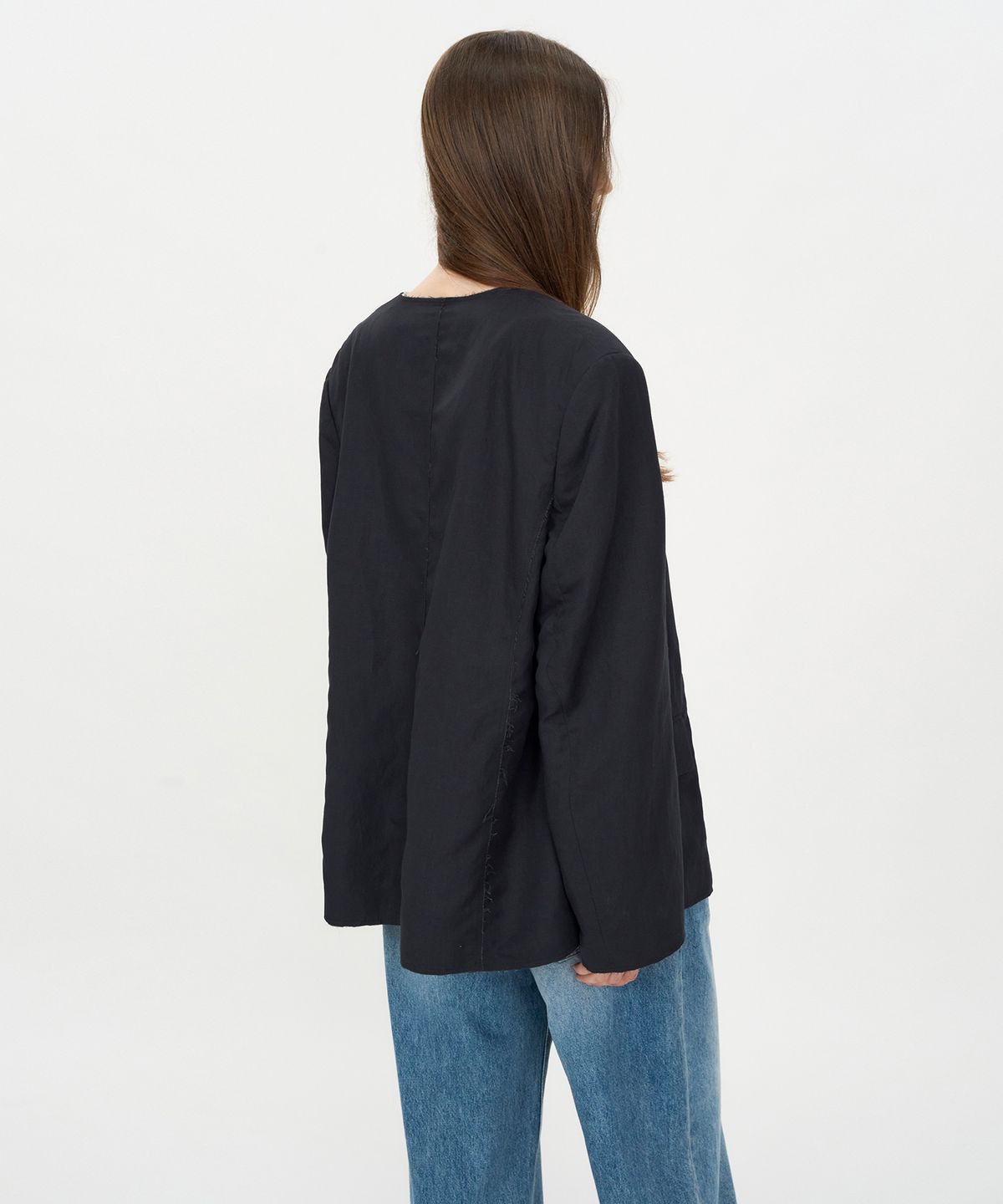 인사일런스 우먼(INSILENCE WOMEN) 린넨 컷오프 자켓 WASHED BLACK