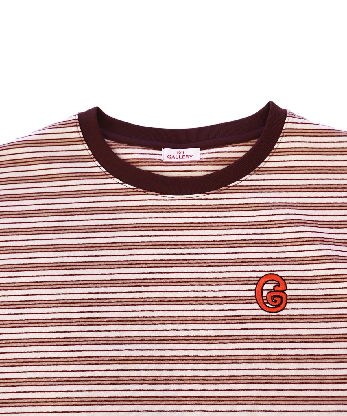 1011갤러리(1011 GALLERY) G Logo Stripe T-Shirts - Ecru/Brown