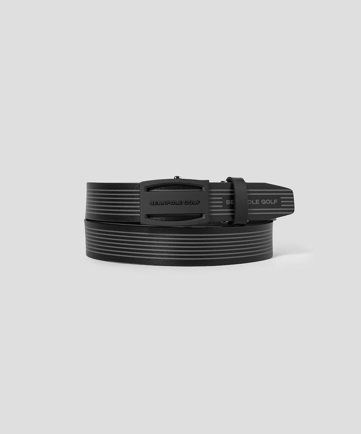 빈폴 액세서리(BEANPOLE ACCESSORY) 골프 남성 스트라이프 프린트 자동 버클 벨트 - 블랙