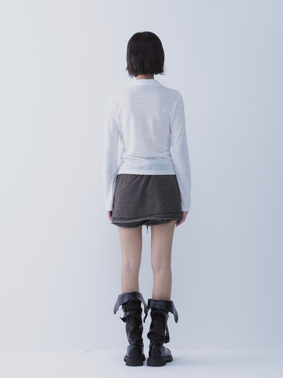 쎄쎄쎄(SETSETSET) DRAPE SHIRT TOP (WHITE)