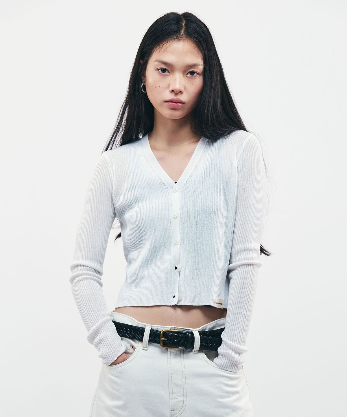 시티브리즈(CITYBREEZE) 리브드 브이넥 긴팔 가디건_4COLORS