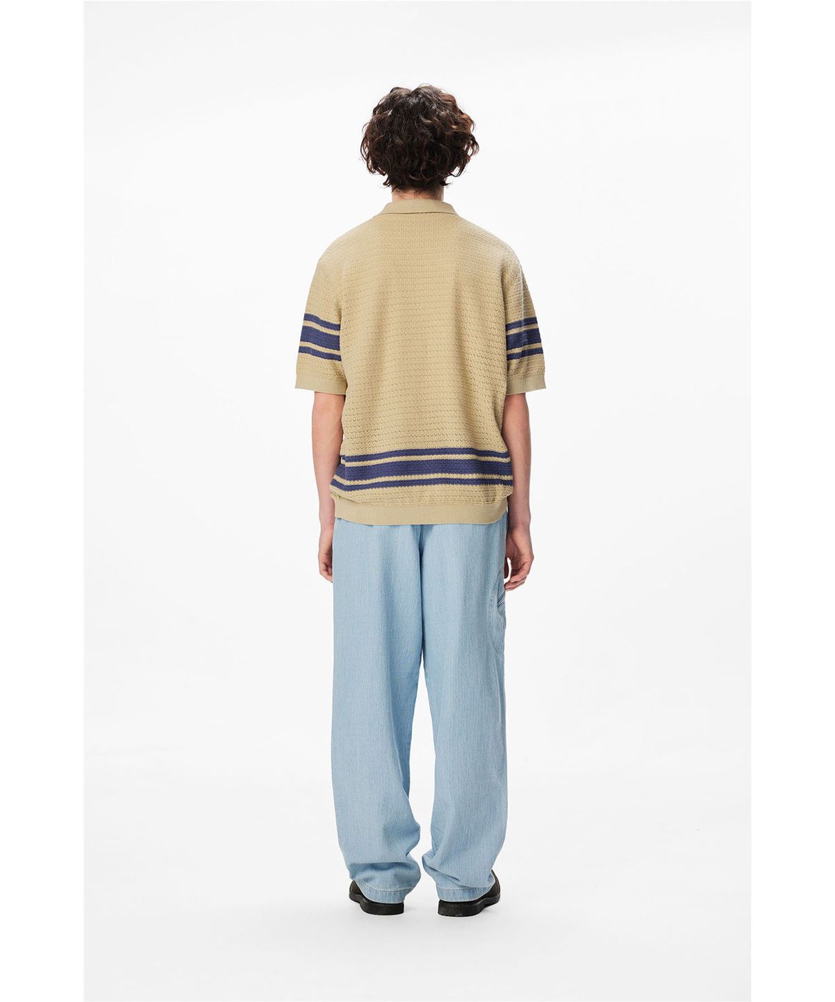 썬러브투어(SUNLOVETOUR) Border Crochet Knit Polo Navy
