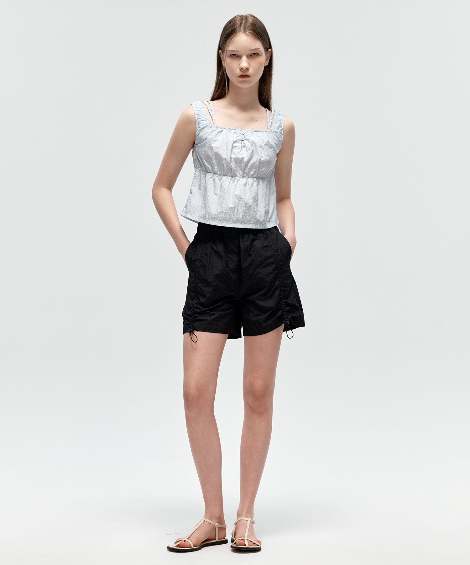 [CITYBREEZE]25SS★SHIRRING NYLON SHORTS MUSINSA | CITYBREEZE WOMAN Shirring Nylon Shorts_BLACK
