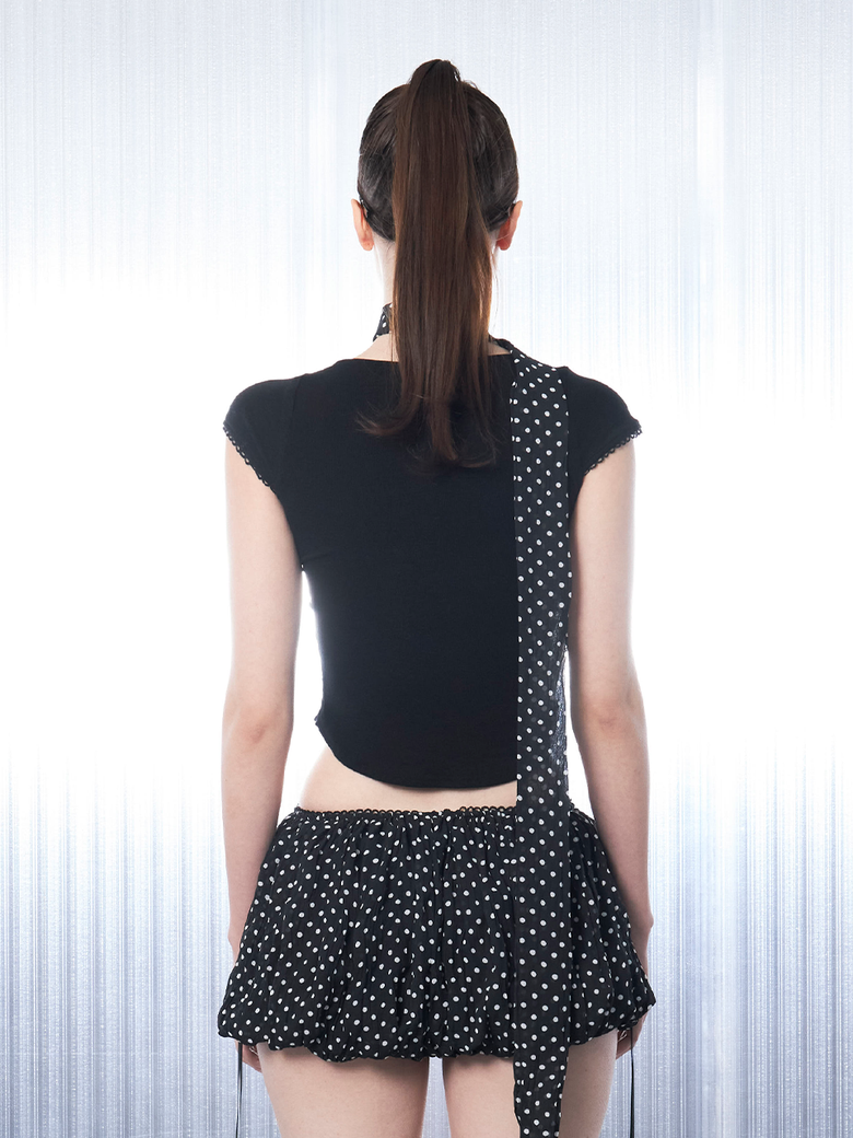HILLDA Dot Square Crop Top ドット柄 シズニルック 202503102306105375498543867cef