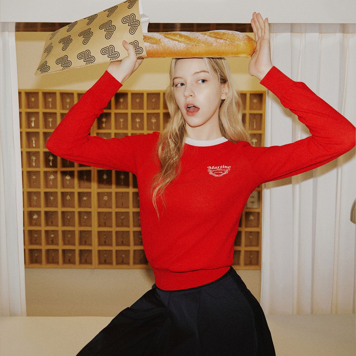 마틴골프(MARTINE GOLF) Round Lecture Long Sleeved Knit_RED
