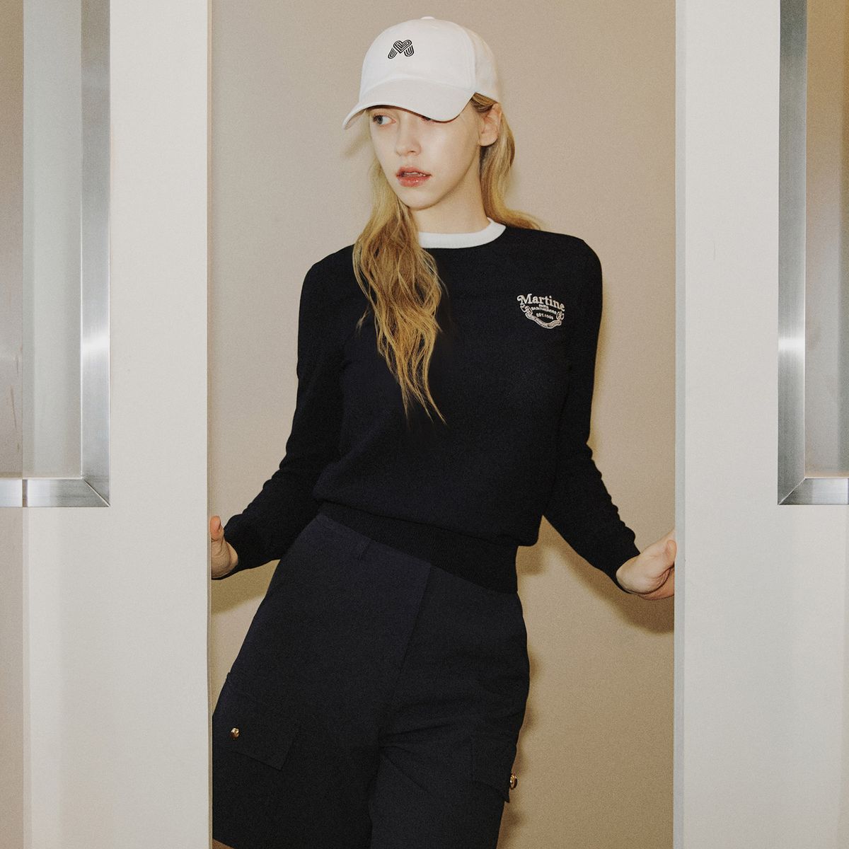 마틴골프(MARTINE GOLF) Round Lecture Long Sleeved Knit_NAVY