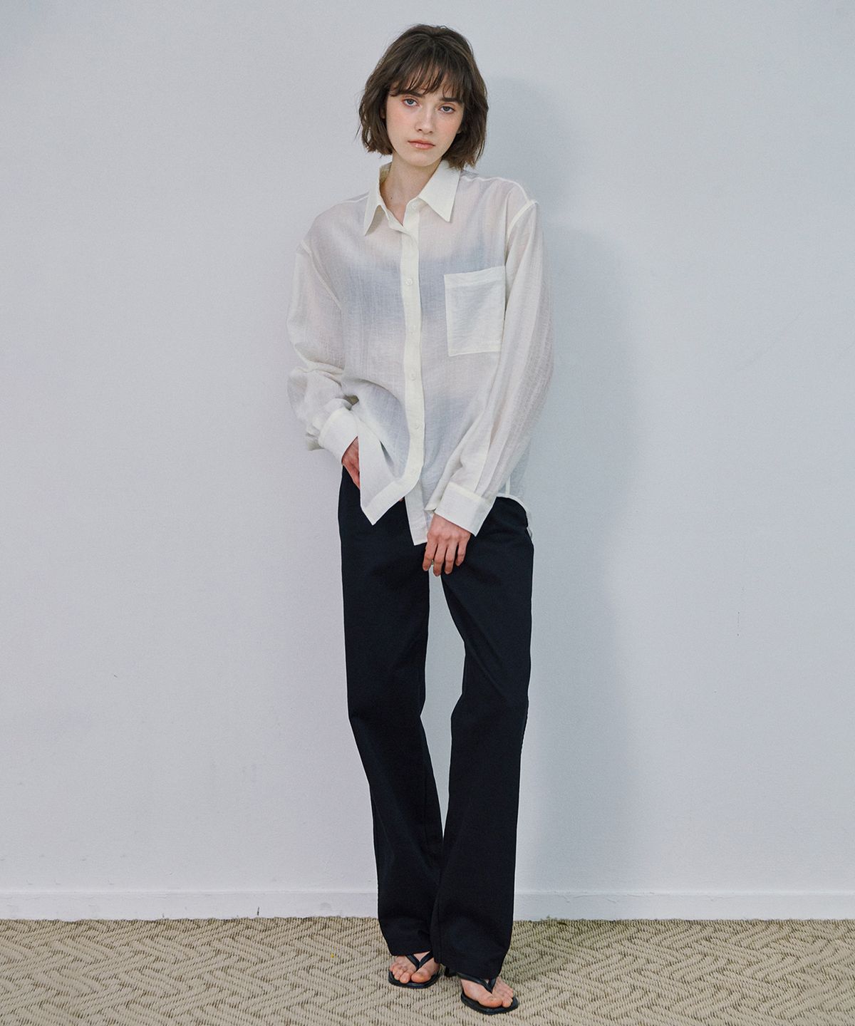 마롯(MARROT) LENA SEETHROUGH SHIRTS_IVORY
