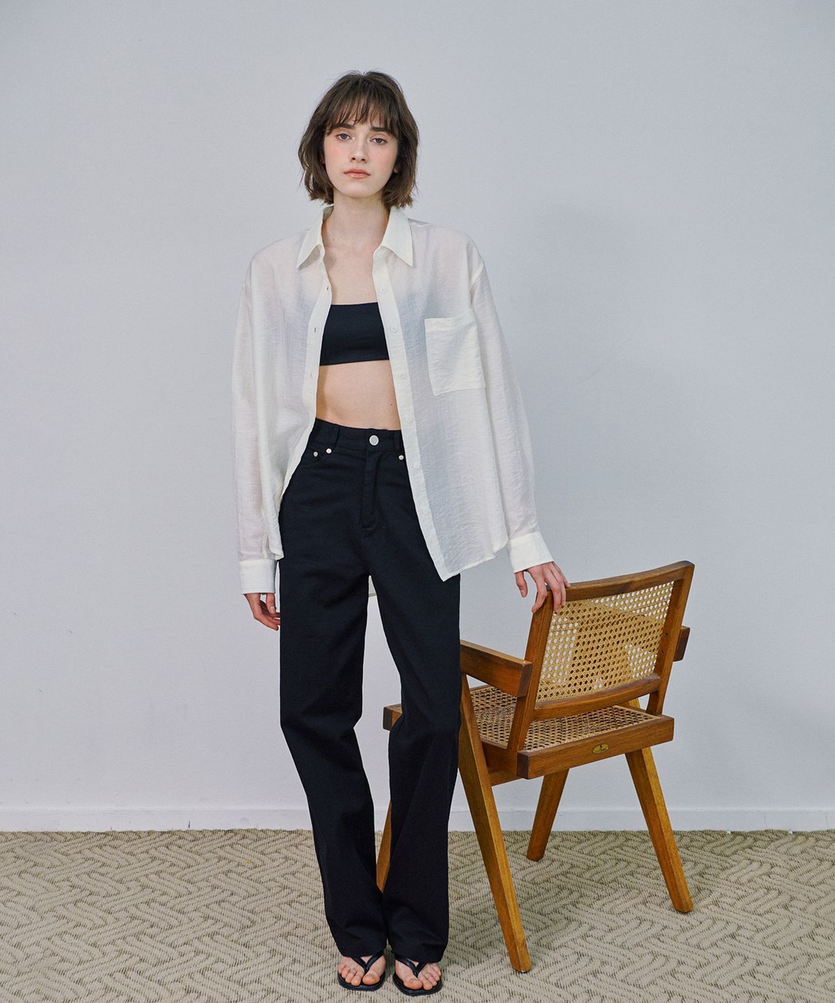 마롯(MARROT) LENA SEETHROUGH SHIRTS_IVORY