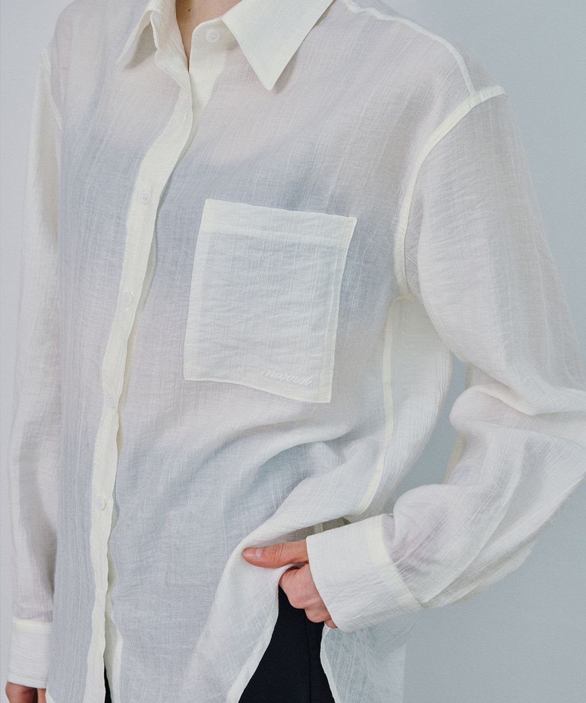 마롯(MARROT) LENA SEETHROUGH SHIRTS_IVORY