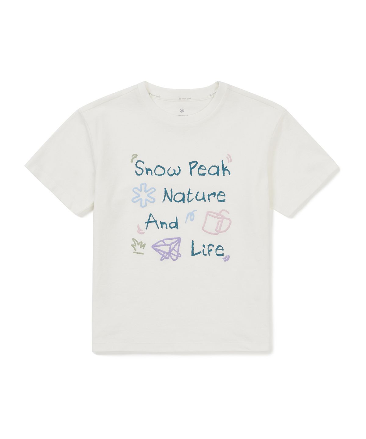 스노우피크 어패럴 키즈(SNOWPEAK APPAREL KIDS) 키즈 소로나 두들 그래픽 반팔 티셔츠 (S25MKFTS94) Off White