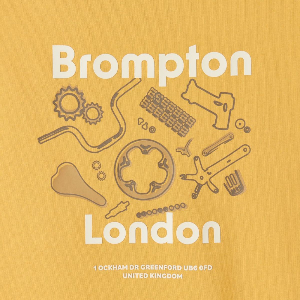 브롬톤 런던(BROMPTON LONDON) PARTS GRAPHIC HALF SLEEVE T-SHIRT - YELLOW (P252UTS432)
