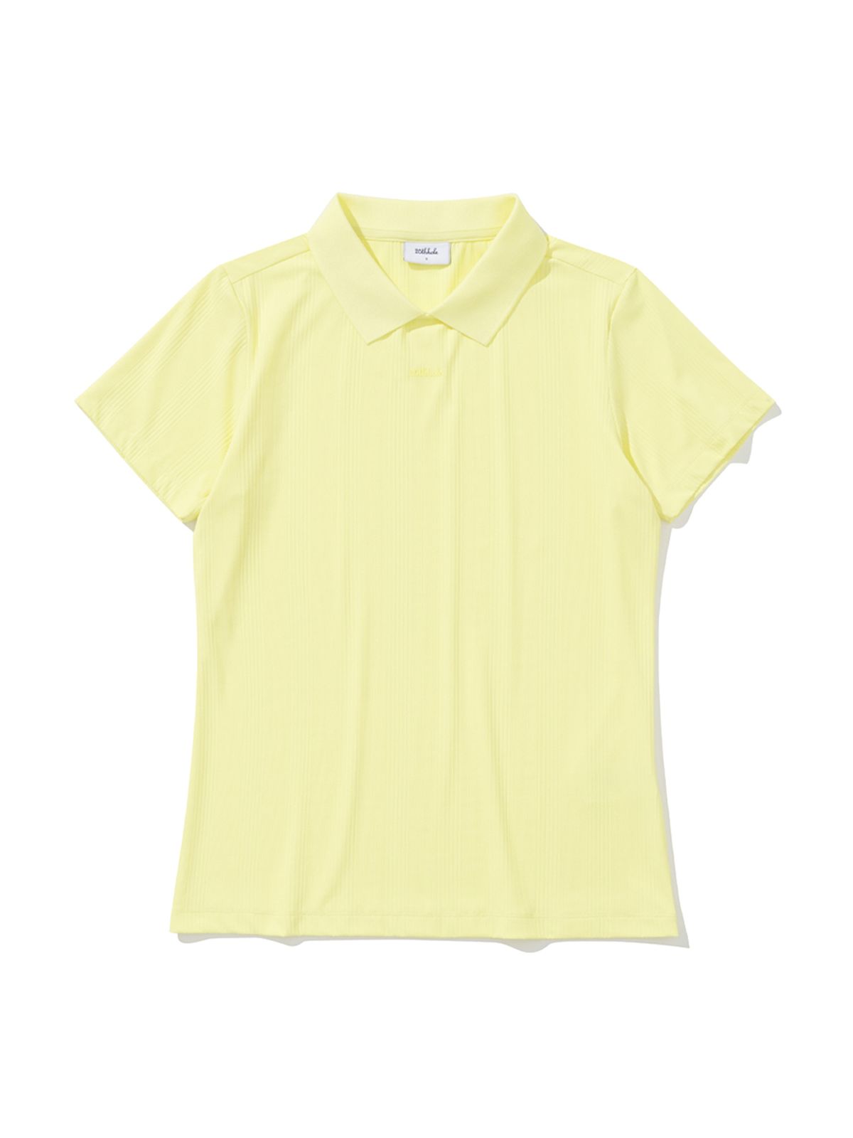 투에니스홀(20TH HOLE) 여성 골지 톤온톤 자수 반팔 카라넥 티셔츠 [YELLOW]