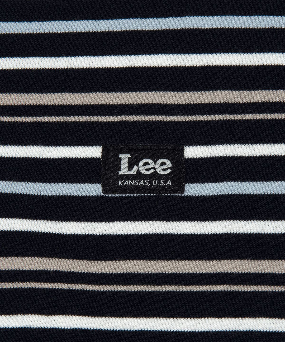 리(LEE) 우먼 멀티 스트라이프 카라 티셔츠 네이비