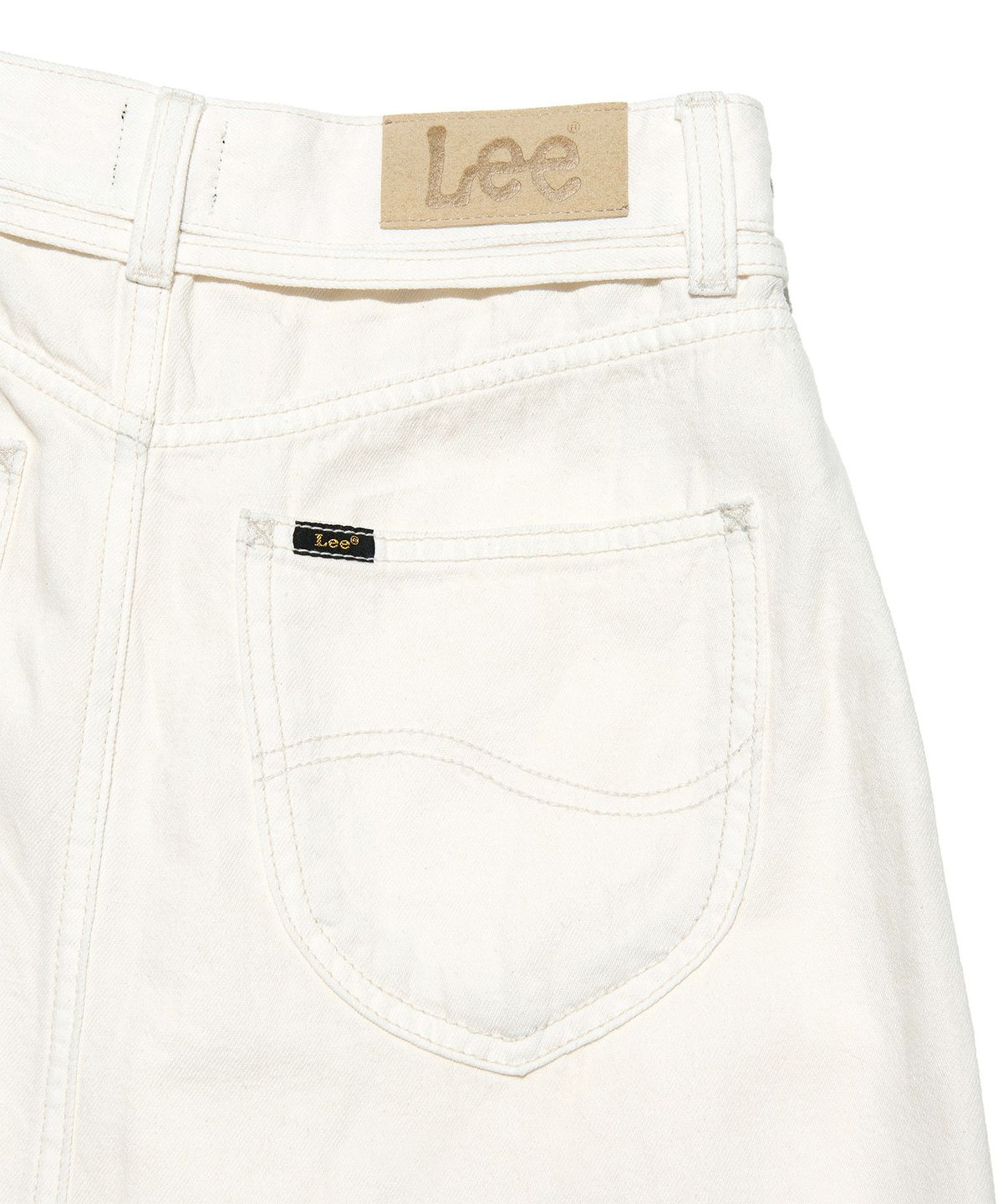 리(LEE) 데님 린넨 미디 스커트 에크루