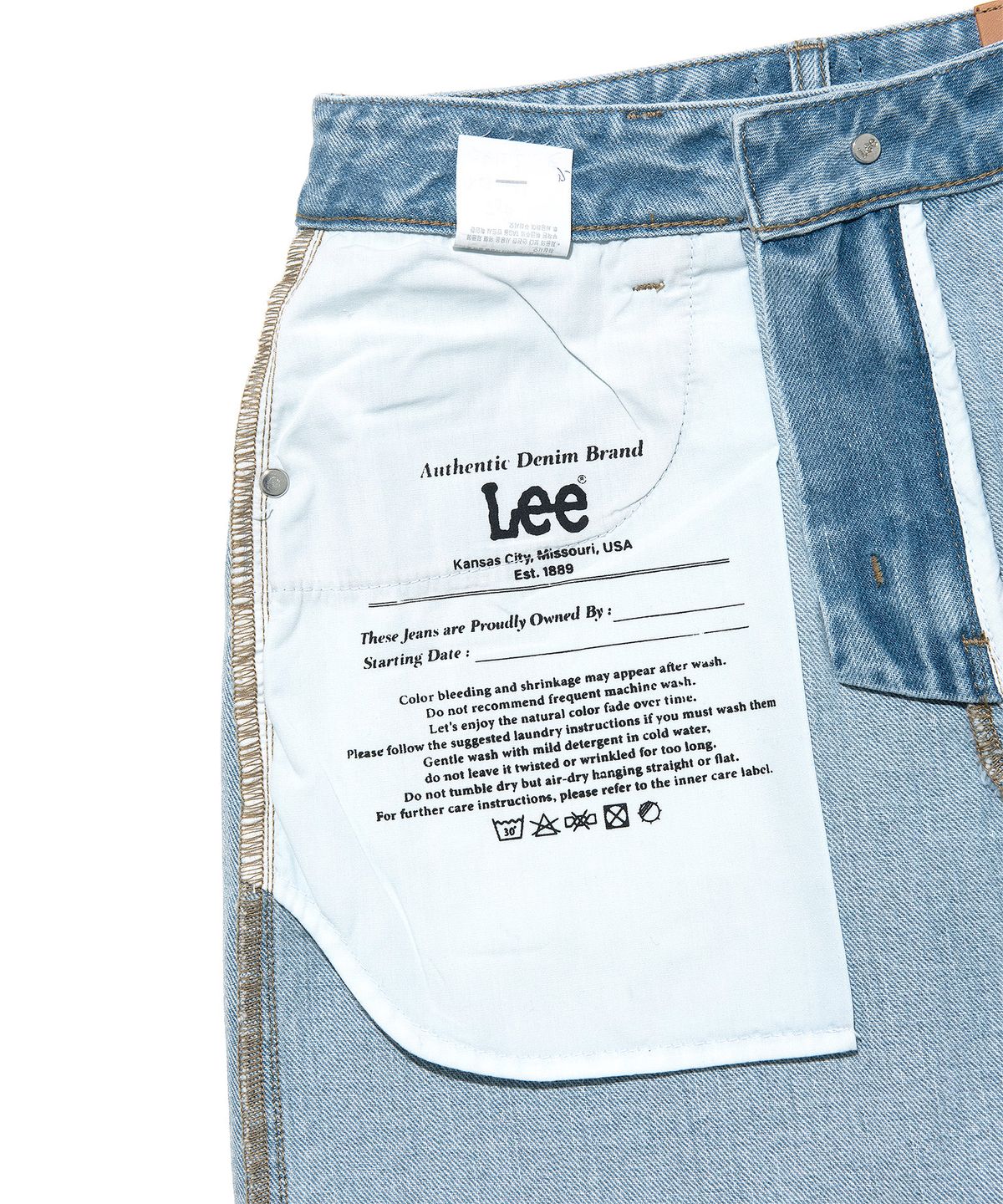 리(LEE) 데님 데미지 미니 스커트 인디고 라이트