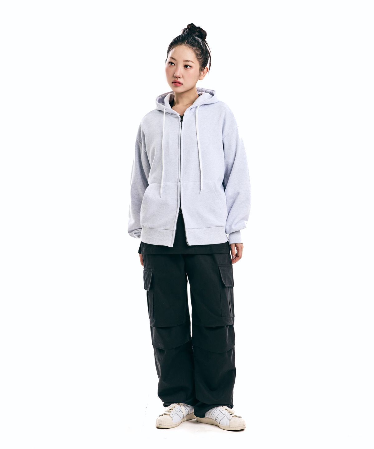 뎃츠잇(THAT'S IT) 스탠다드 오버핏 2WAY 후드집업_라이트그레이