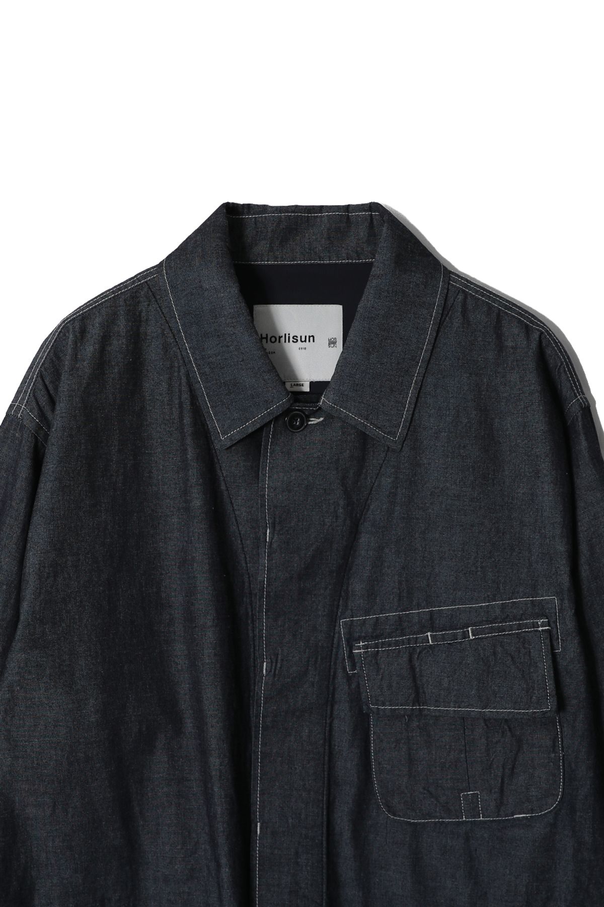 홀리선(HORLISUN) Halfmoon Chambray Fatigue Jacket Dark Navy