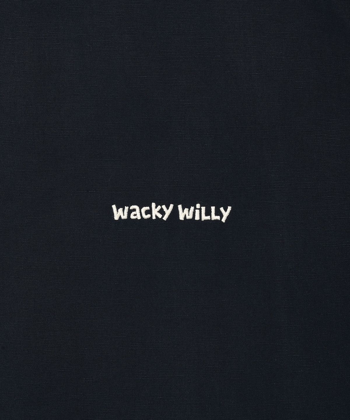 와키윌리(WACKY WILLY) 린넨 혼방 오버핏 반팔 셔츠 네이비