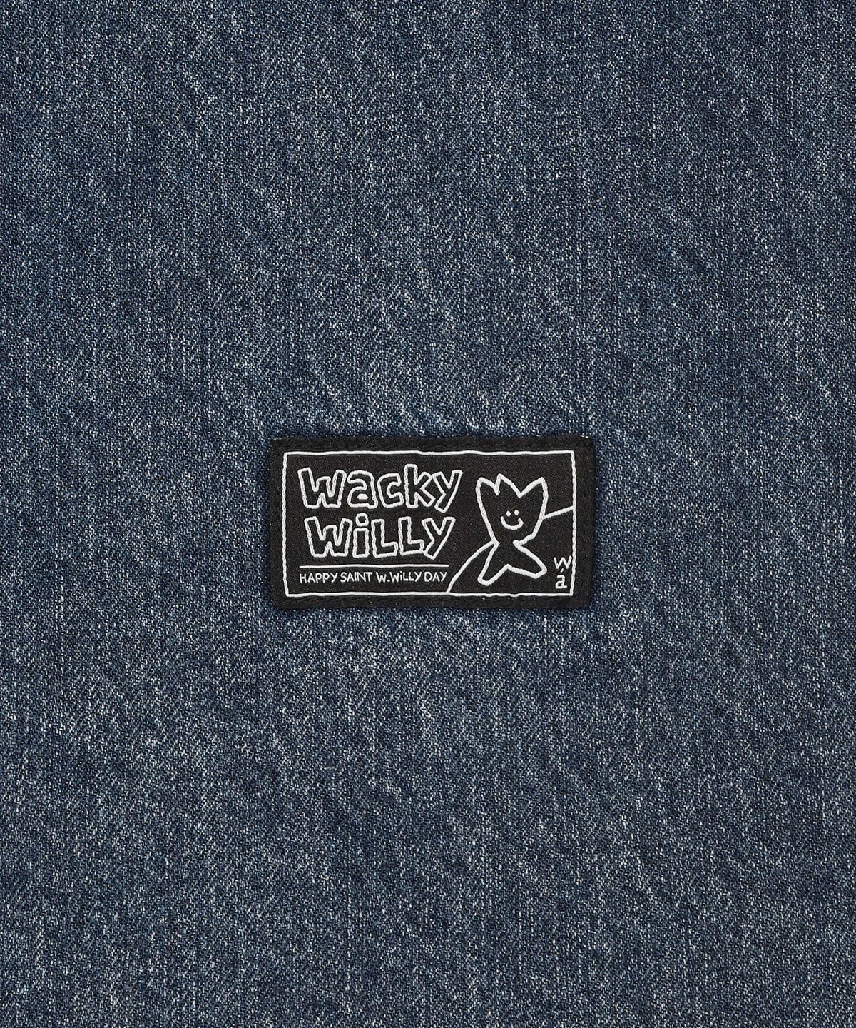 와키윌리(WACKY WILLY) 워싱 데님 반팔 셔츠 스카이 블루