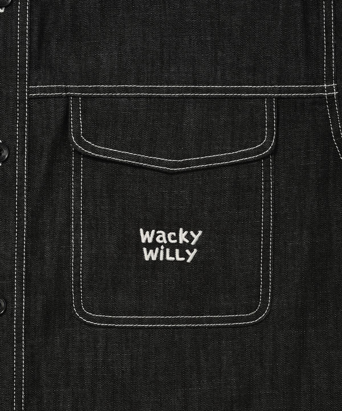 와키윌리(WACKY WILLY) 이지 데님 반팔 셔츠 블랙