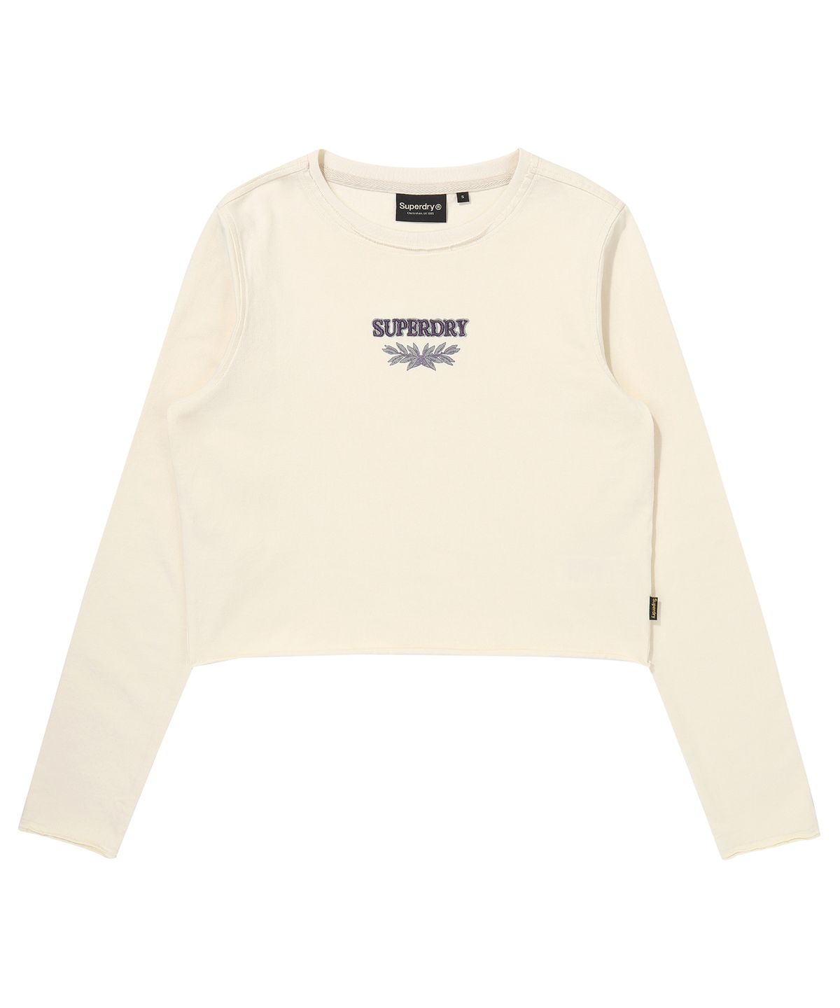 슈퍼드라이(SUPERDRY) W 워시드 로우컷 롱슬리브 크림