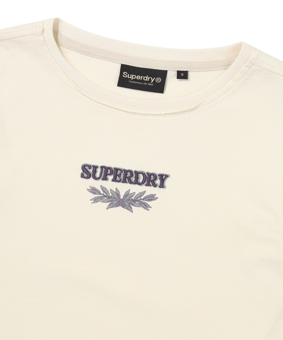 슈퍼드라이(SUPERDRY) W 워시드 로우컷 롱슬리브 크림
