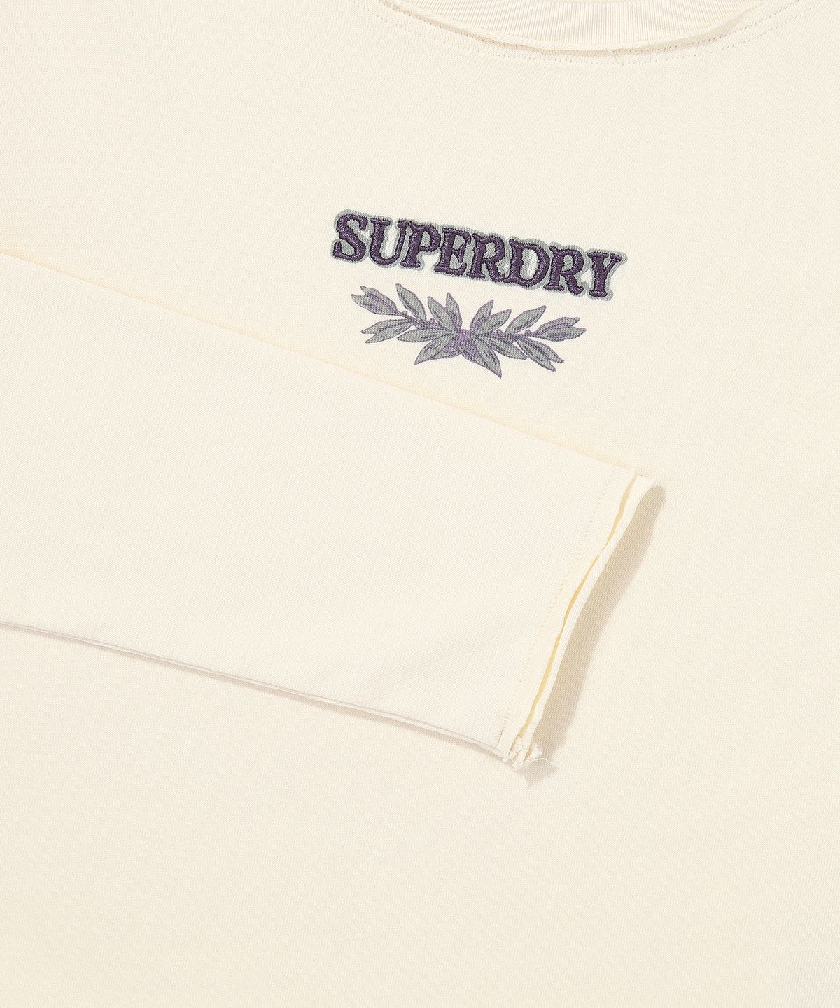 슈퍼드라이(SUPERDRY) W 워시드 로우컷 롱슬리브 크림