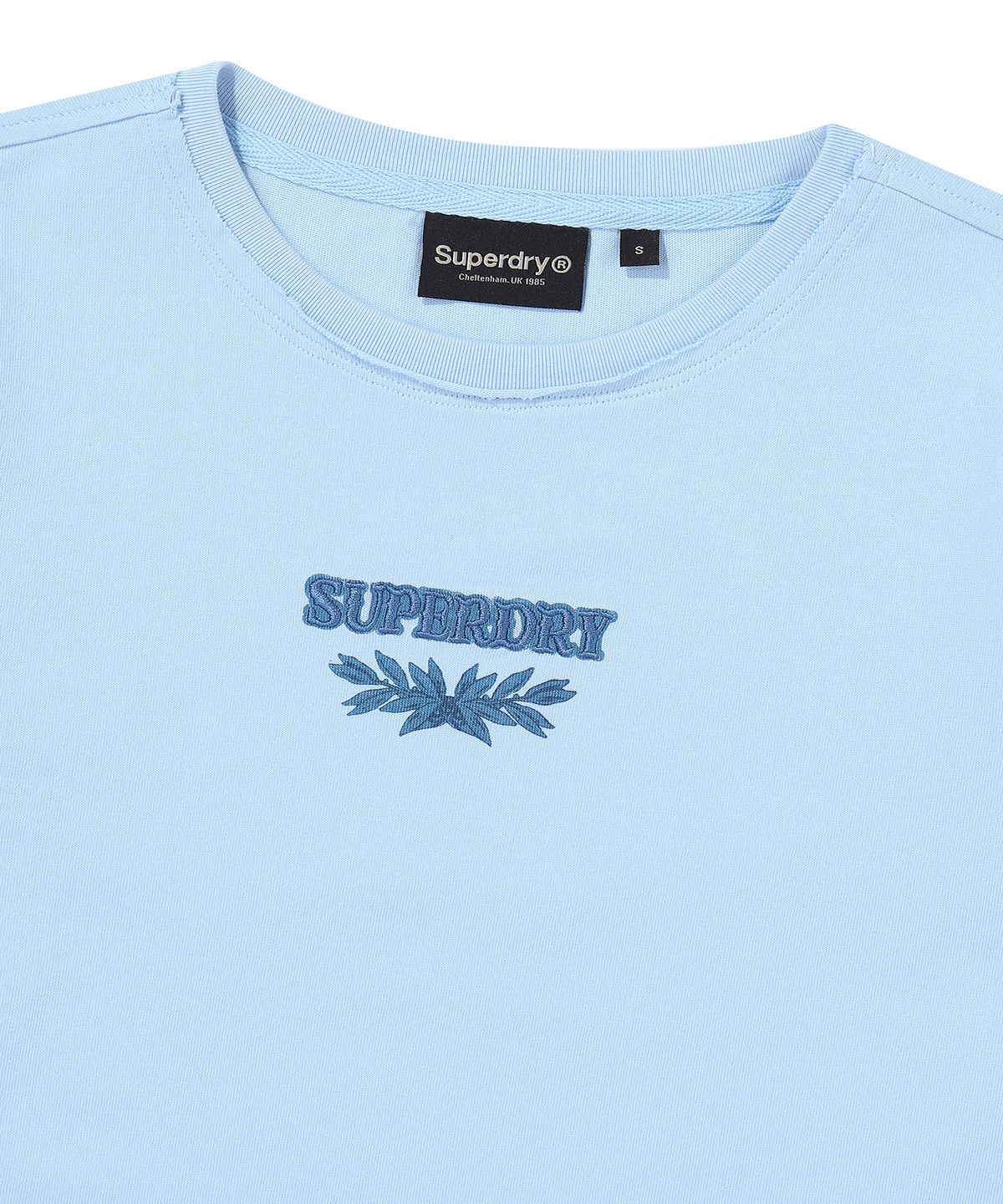 슈퍼드라이(SUPERDRY) W 워시드 로우컷 롱슬리브 라이트 블루