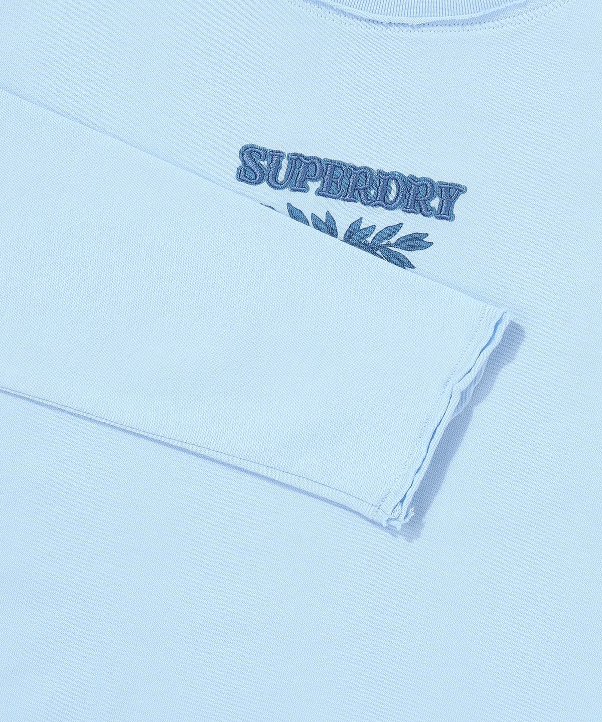 슈퍼드라이(SUPERDRY) W 워시드 로우컷 롱슬리브 라이트 블루