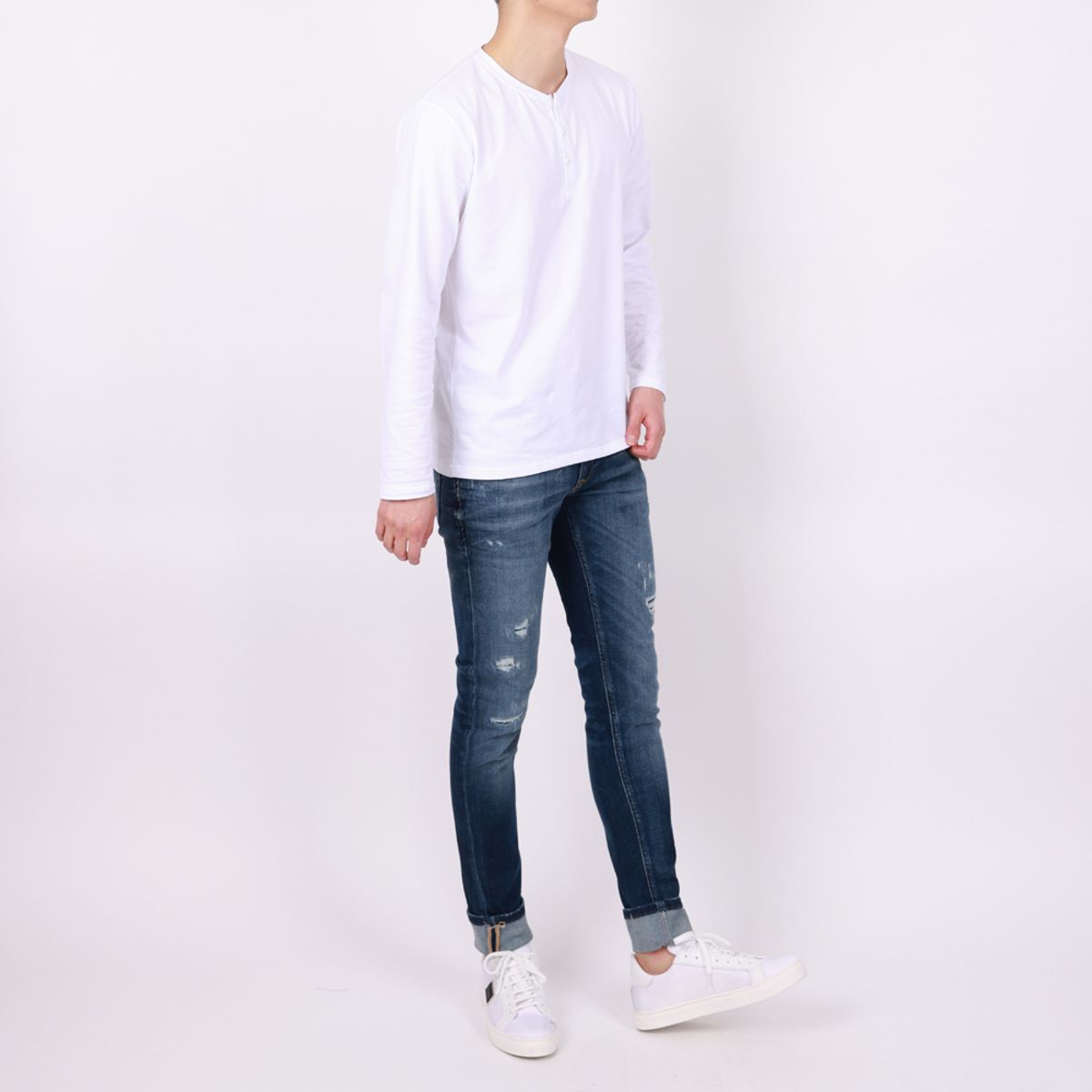 이카룩(IKALOOK) 데일리 헨리넥 무지 긴팔티 TEE173