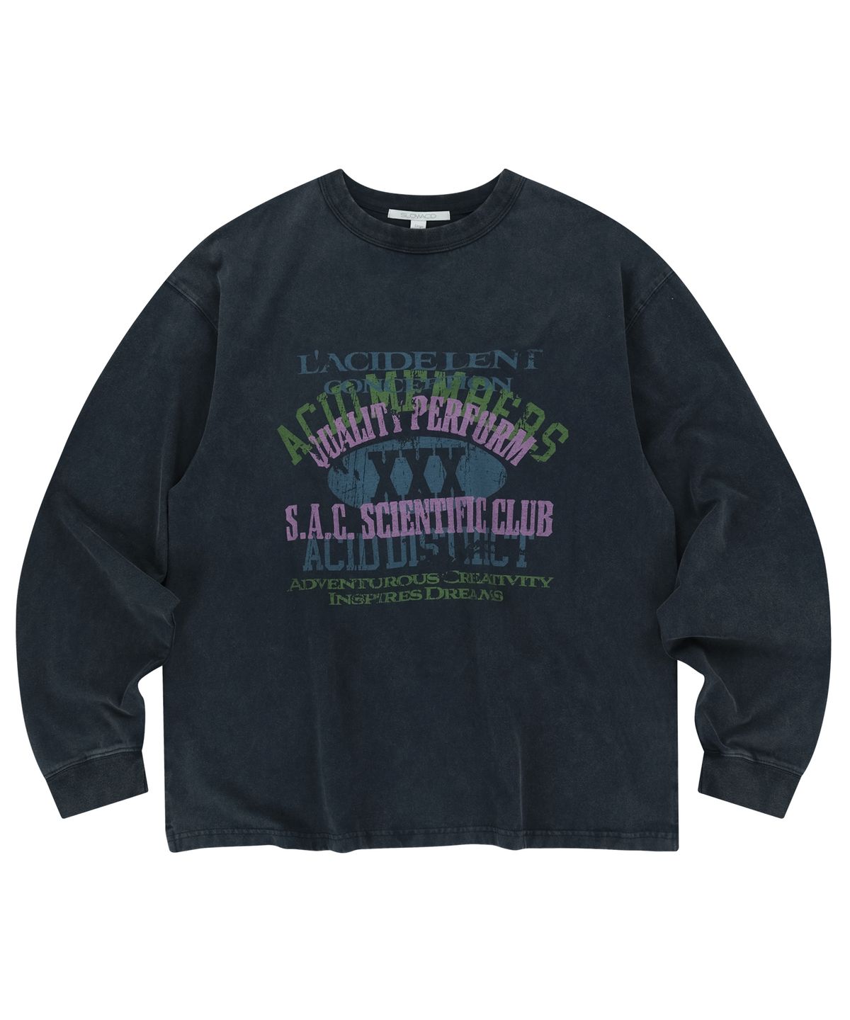 슬로우애시드(SLOWACID) SAC 빈티지 그래픽 롱슬리브 [네이비]