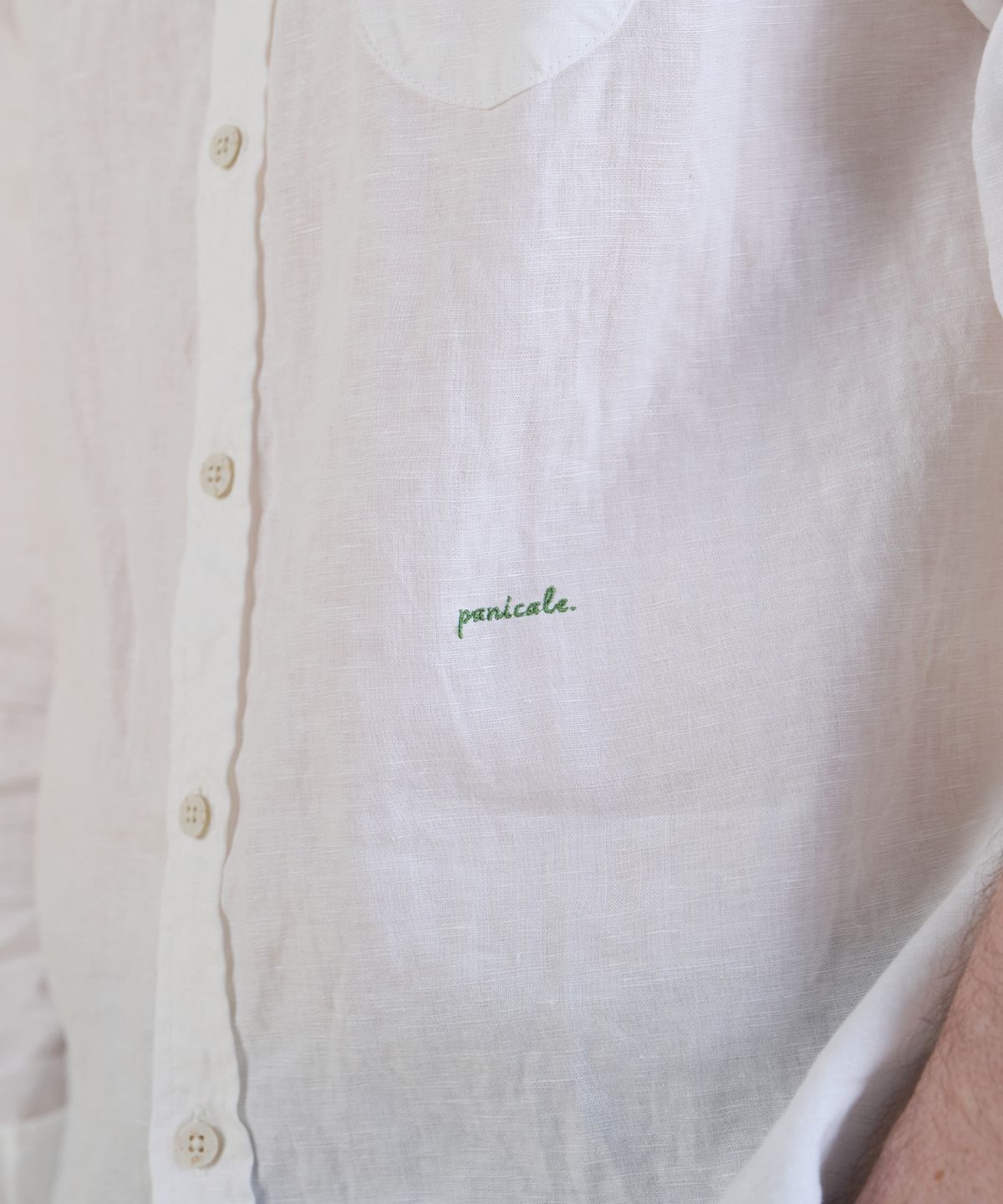 빠니깔레(PANICALE) 화이트 포켓 리넨 셔츠