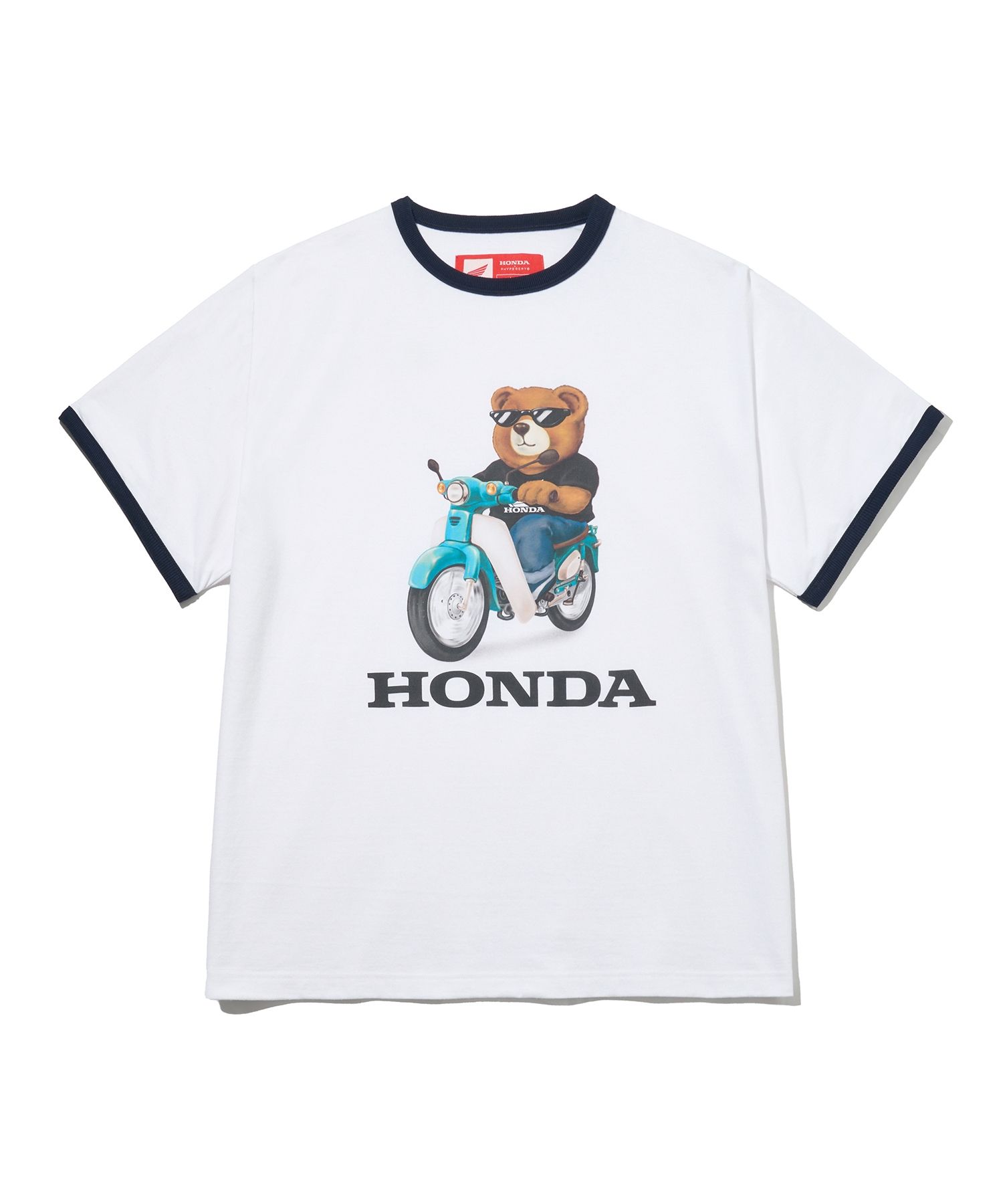 Tシャツ・カットソー HONDA MOTORCYCLE Honda Bear Ringer TshirtWhite 1964 Honda Brand Tee – Vintage Culture
