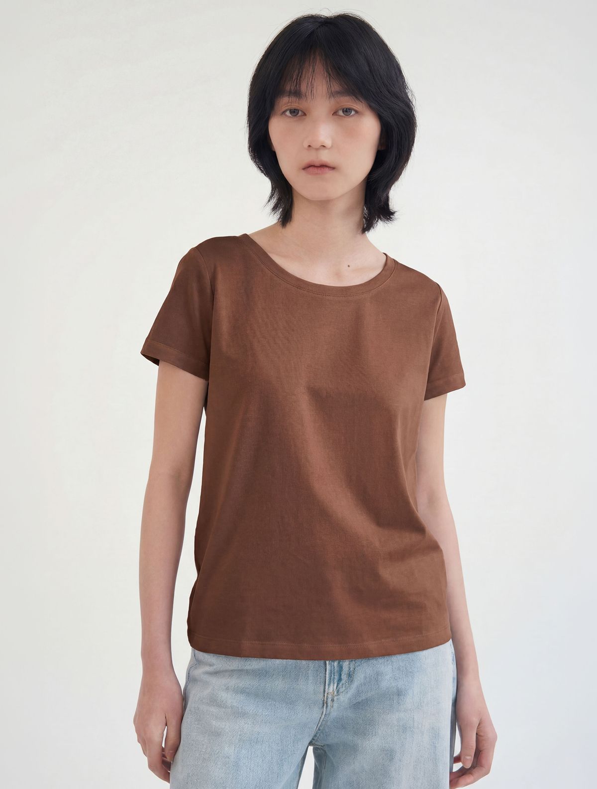 와이잭(YJACK) W_스쿱넥 클래식 & 베이직핏 반소매 티셔츠 (155gsm) KLJT1004