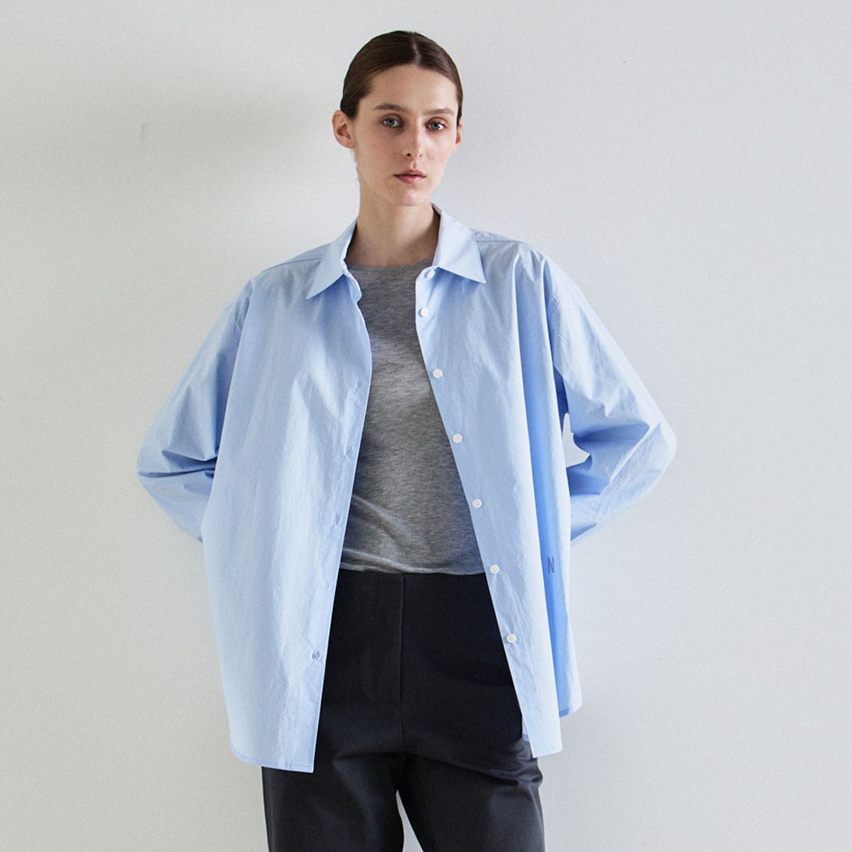 노우드(NOEUD) Clair cotton shirt (Skyblue)