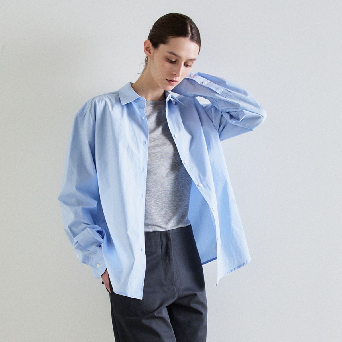 노우드(NOEUD) Clair cotton shirt (Skyblue)