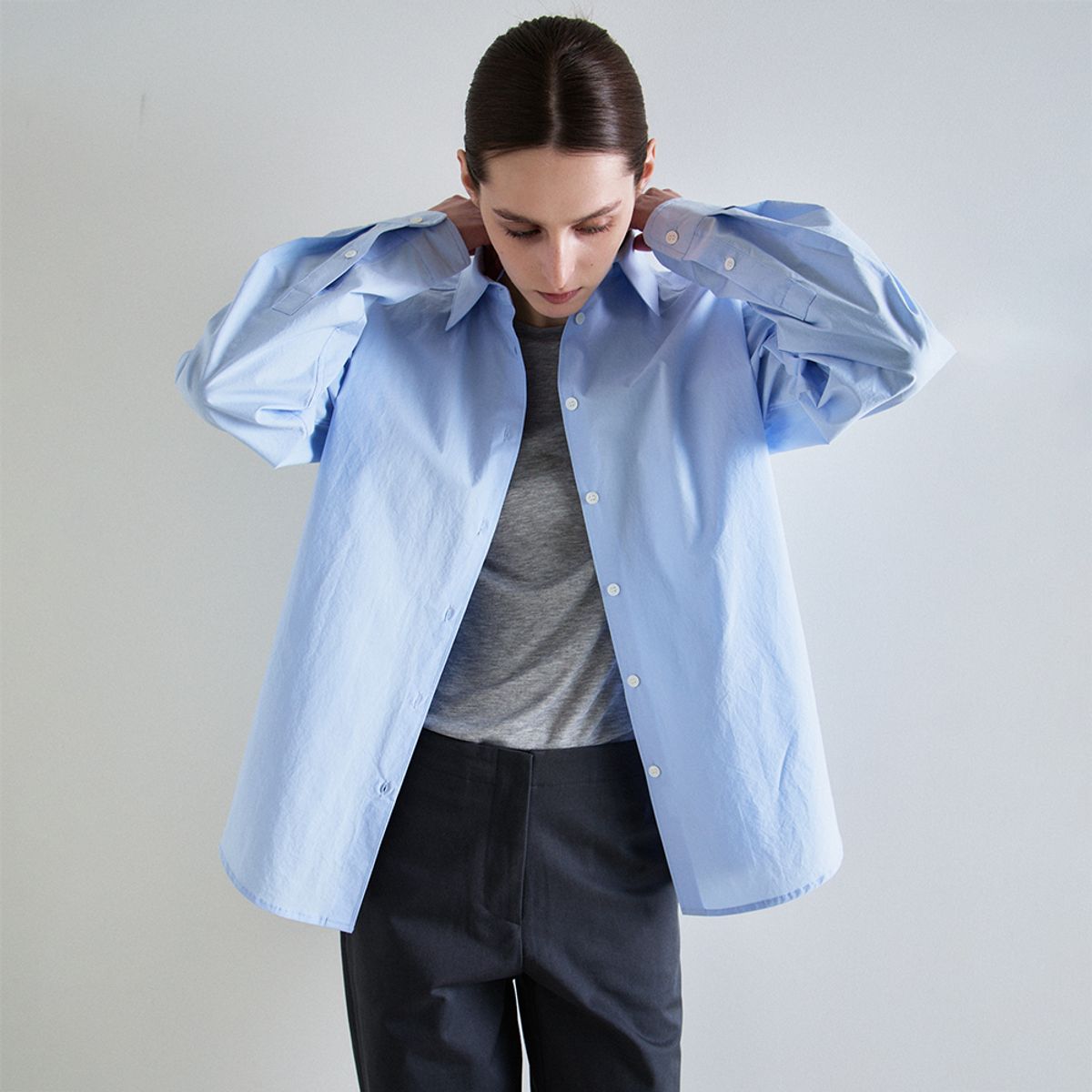 노우드(NOEUD) Clair cotton shirt (Skyblue)